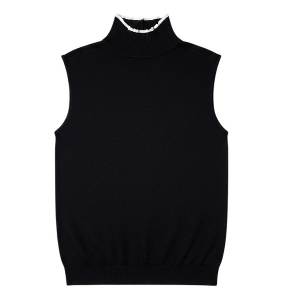 Cable & Gauge XL black sleeveless turtleneck sweater vest minimalist
